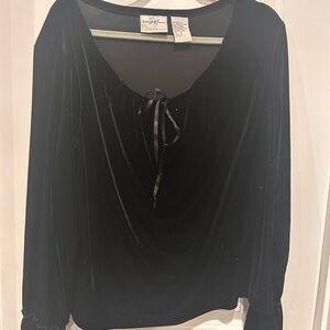 Vintage Studio Ease  Elegant Black Velvet Top